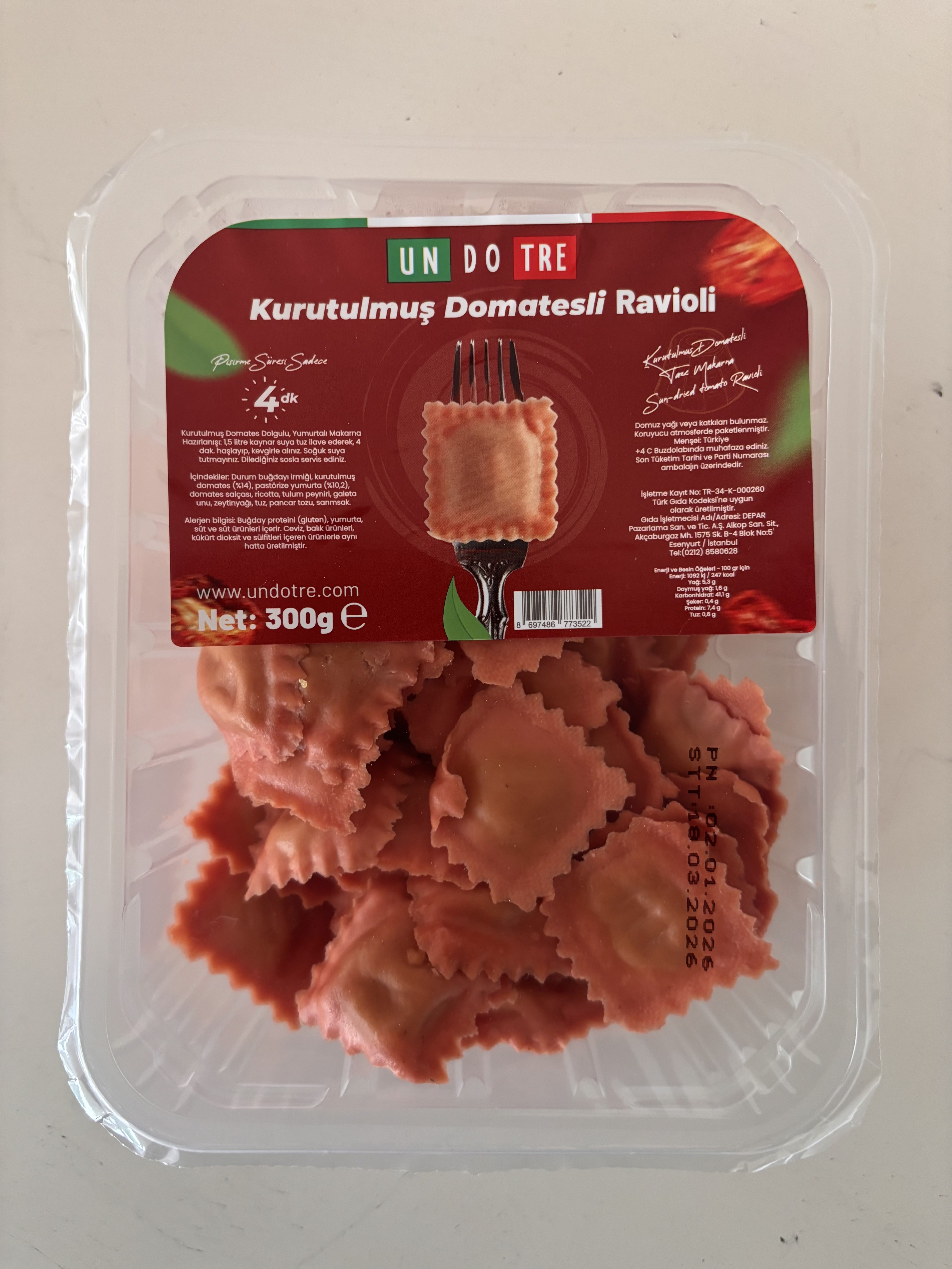Undotre Kurutulmuş Domatesli Ravioli